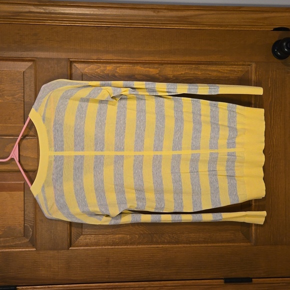 Express Cardigan Sweater. Size: Medium. Gray and Yellow stripes - Picture 2 of 3